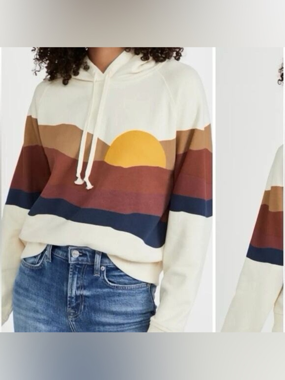Faherty Red Orange Blue Long Sleeve Pullover Soft Soleil Hoodie Size XL